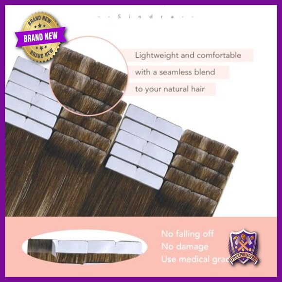 16 Inch Human Hair Tape In Extensions 20 Pieces Seamless Invisible Edge
